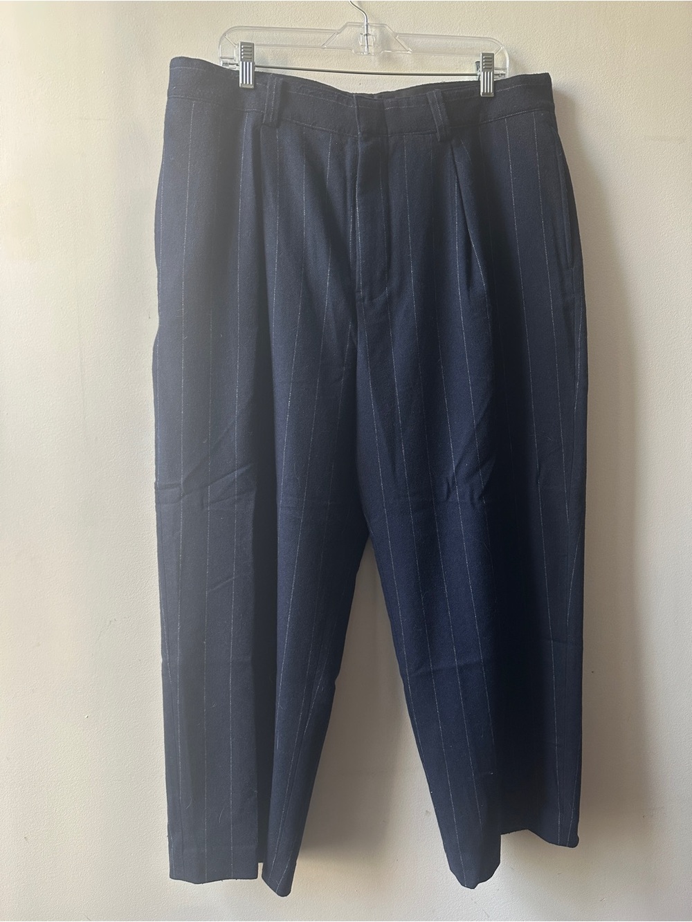 Madewell Navy Pinstripe Pleated trousers